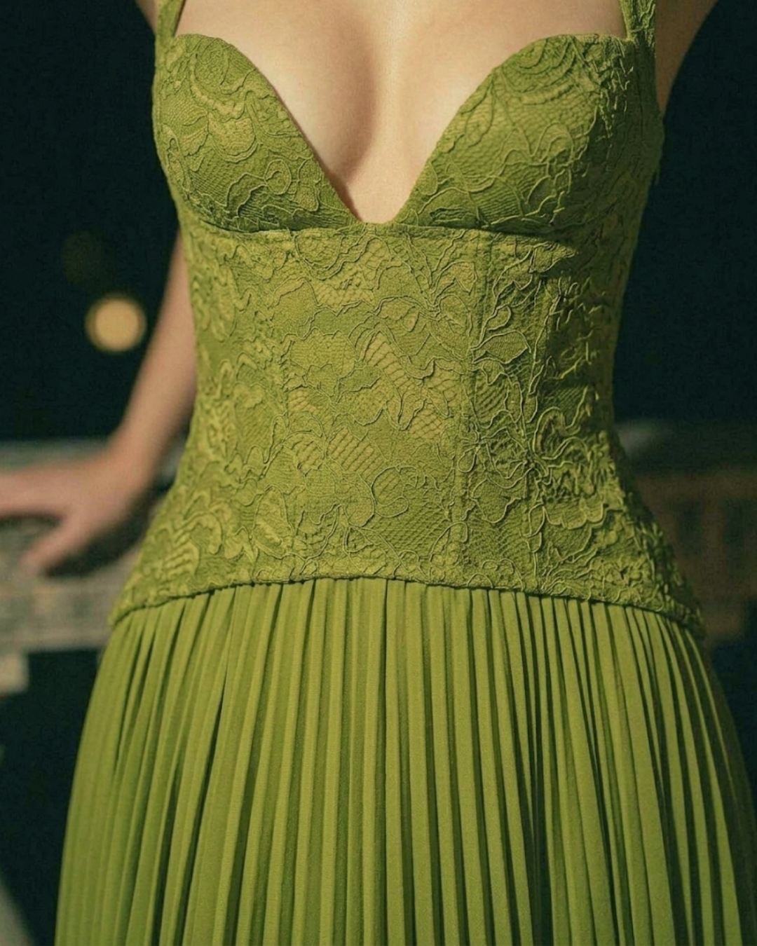 The Forest Muse Pleated Maxi Dress