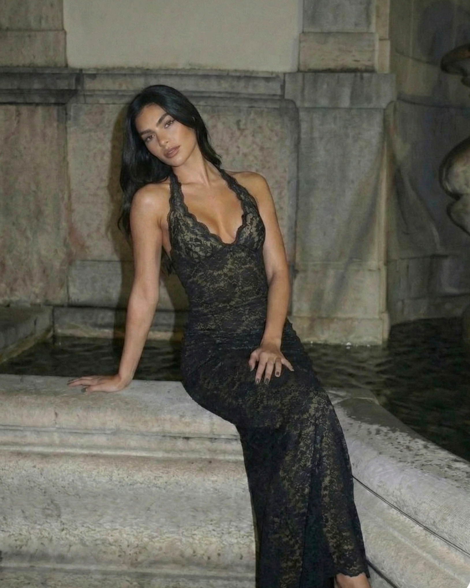 The Midnight Siren Lace Halter Maxi Dress