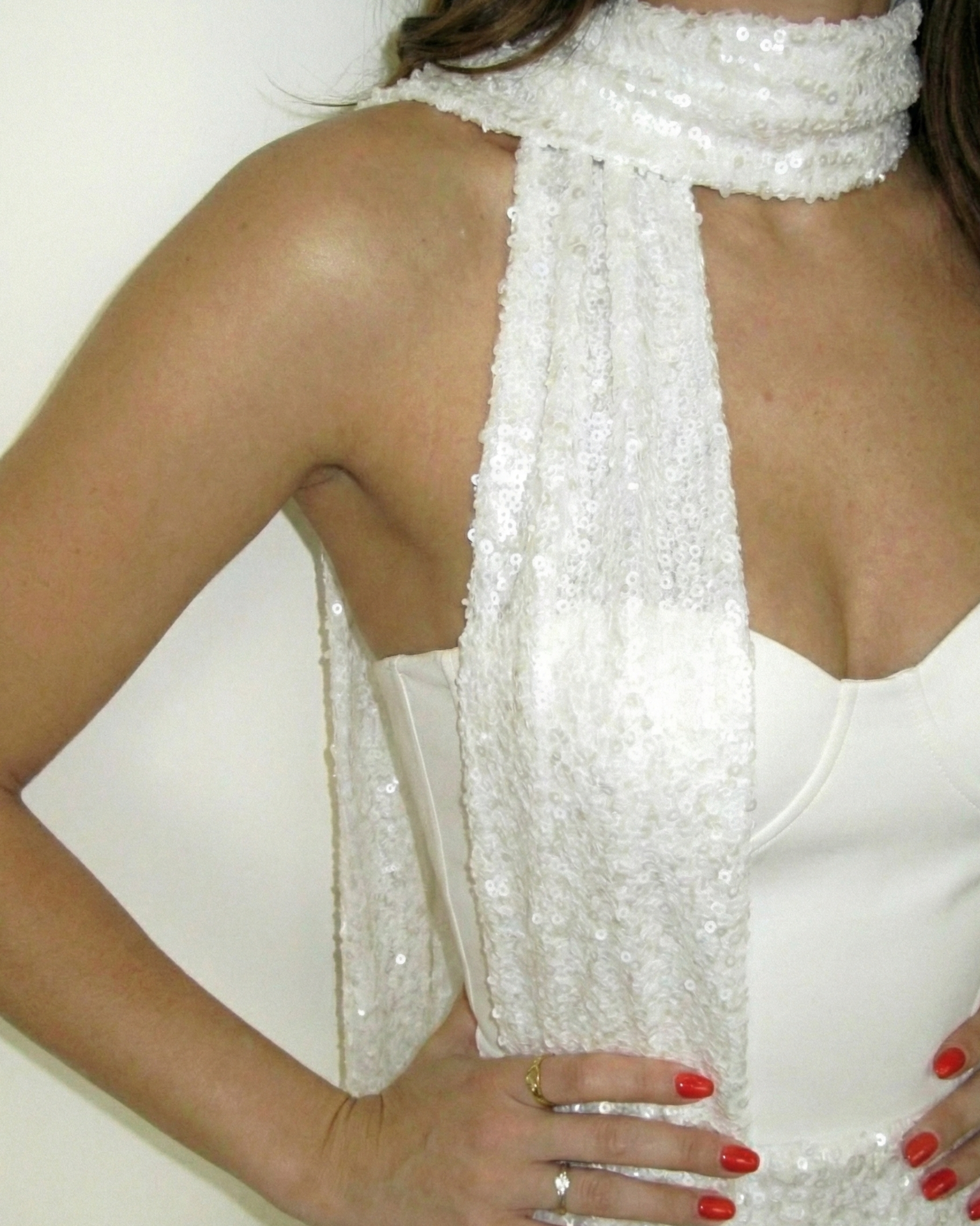 The Starlight Sequin Scarf Mini Dress