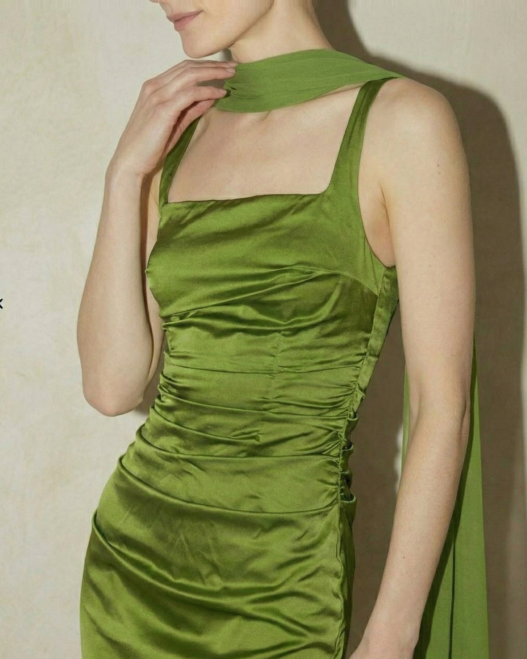 The Icon Scarf Detail Satin Maxi Dress