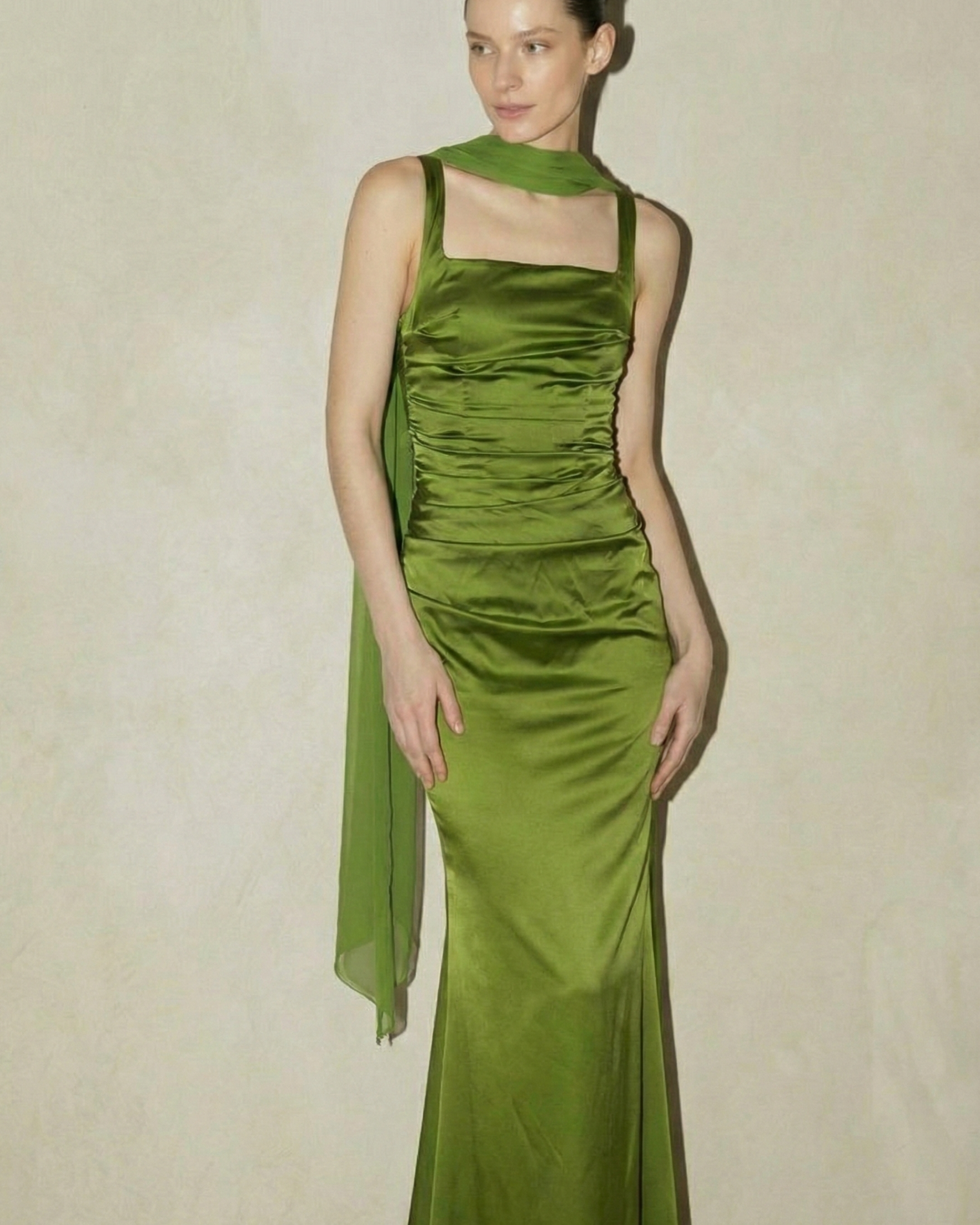 The Icon Scarf Detail Satin Maxi Dress