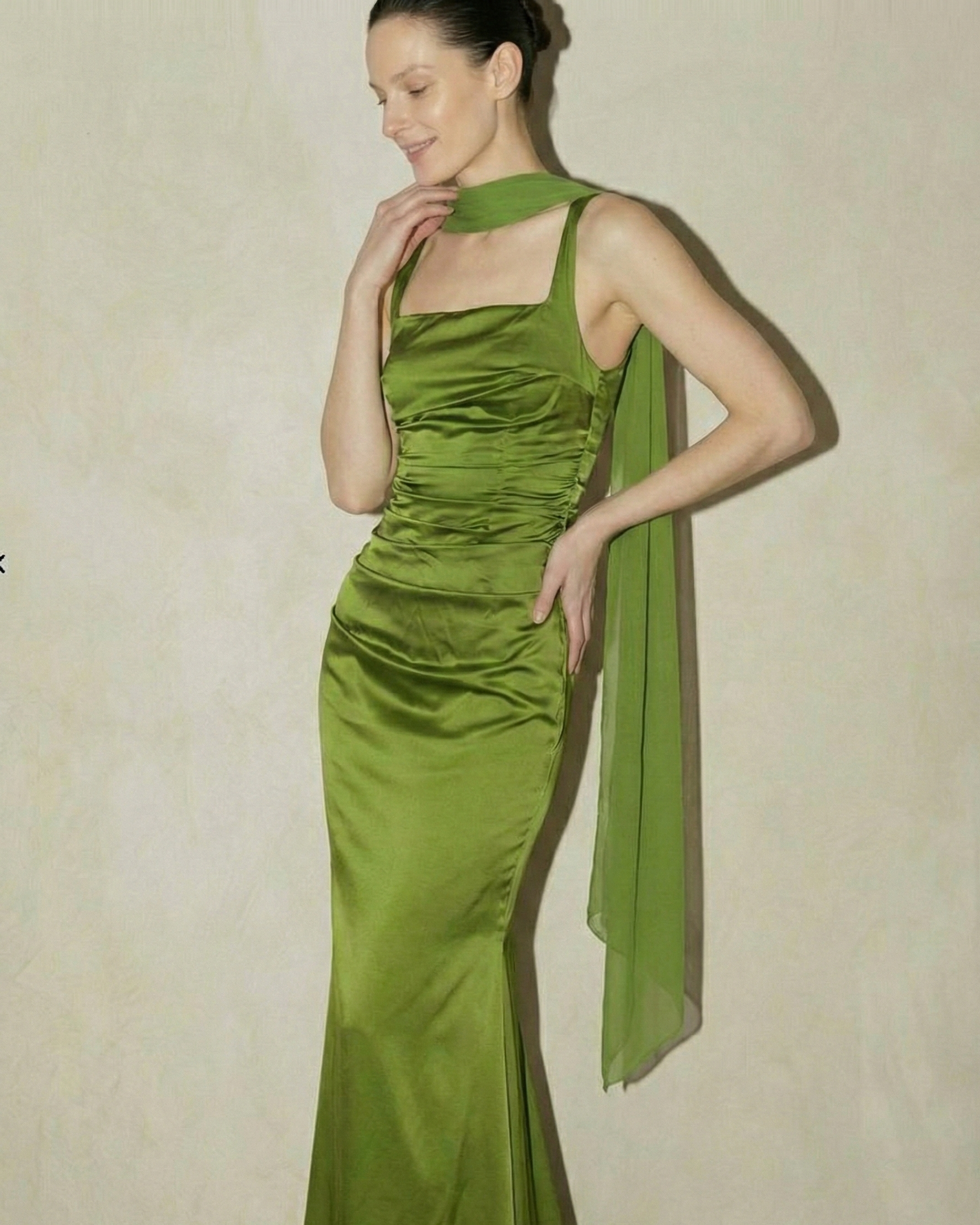 The Icon Scarf Detail Satin Maxi Dress